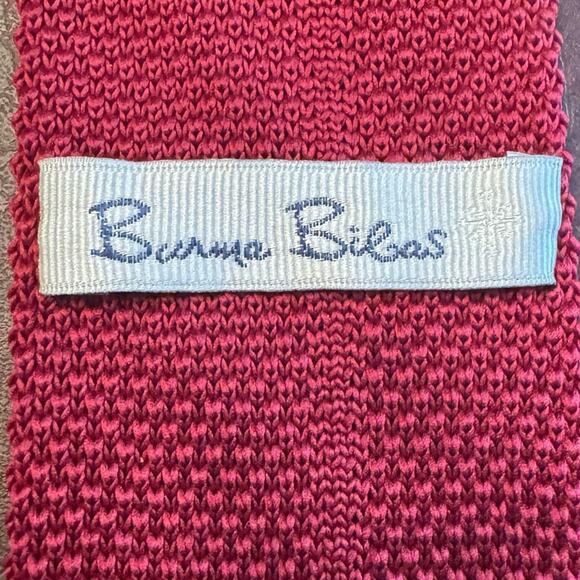 BURMA BIBAS Knit Skinny Square 2" End Bottom Men's Necktie Red Polyester Retro - Picture 5 of 8